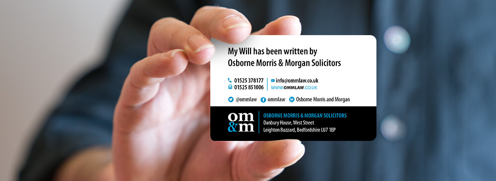 OMM Solicitors Will Card